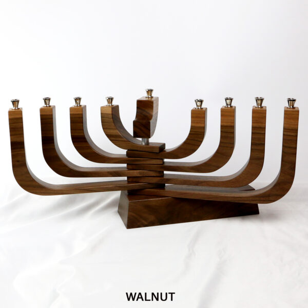 Mid Century Modern Menorah Walnut