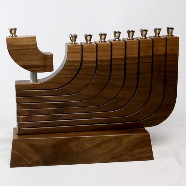 Mid Century Modern Kenitic Menorah in Wlanut