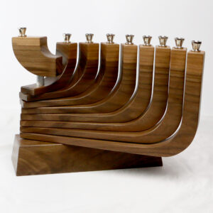 mid century modern walnut menorah