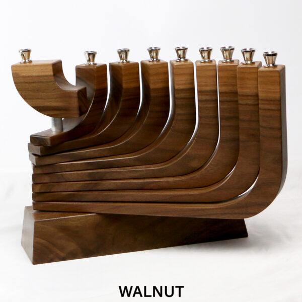 Mid Century Modern Menorah Walnut - Image 6