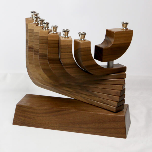 Mid Century Modern Kenitic Menorah in Wlanut