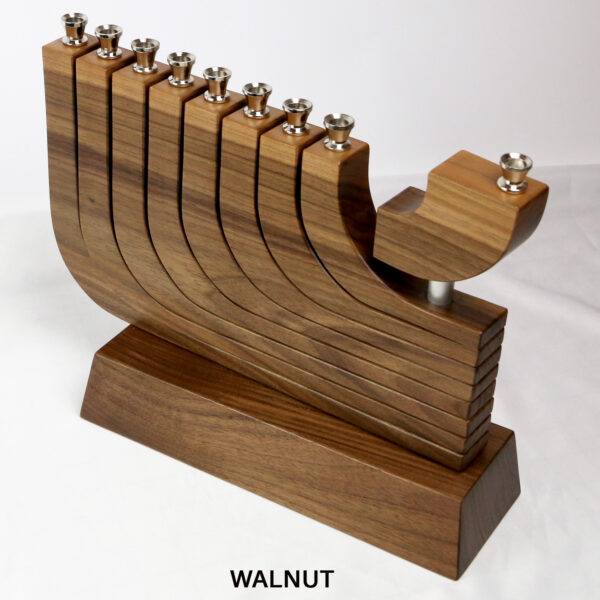 Mid Century Modern Menorah Walnut - Image 7