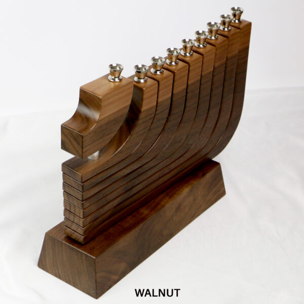 Mid Century Modern Menorah Walnut - Image 8