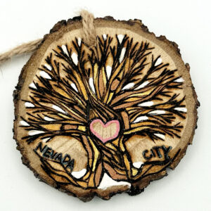 wood-burned handpainted oak tree