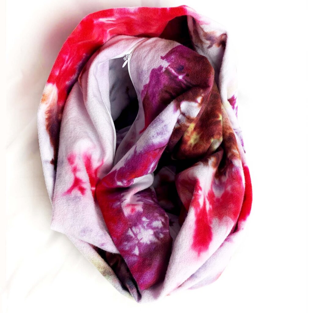 handcrafted organic cotton ice dyed infinity scarf with pocket