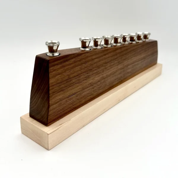 Slanted Walnut Menorah with Maple Base