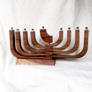 Walnut kinetic mid century modern menorah