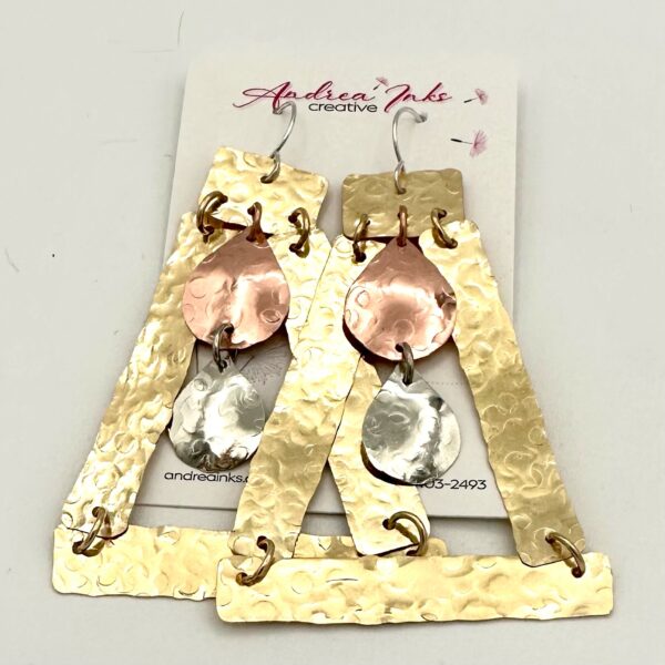 The Mixed Metal Triangle Drop Earrings