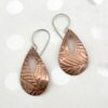 Bronze leaf pattern teardrop earrings