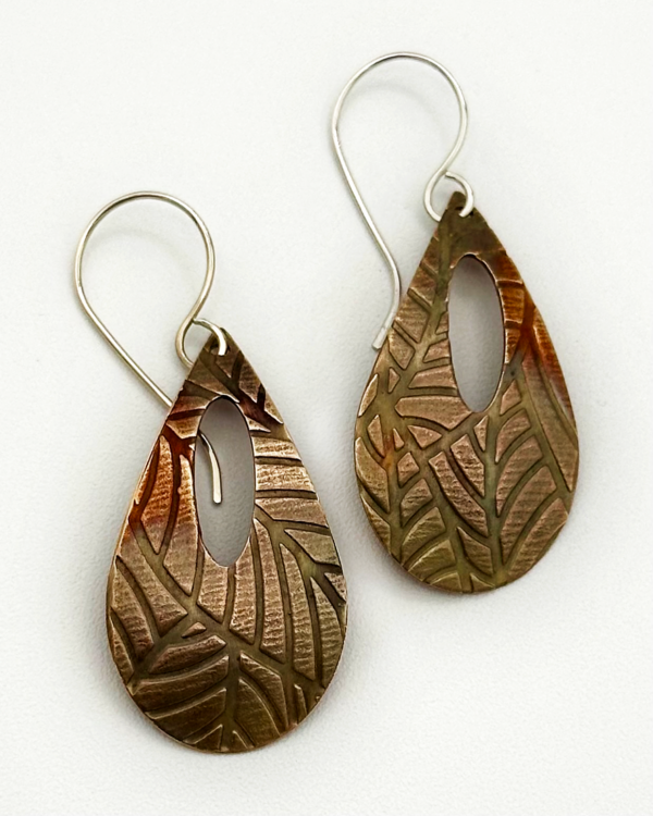 Bronze Leaf Teardrop Earrings
