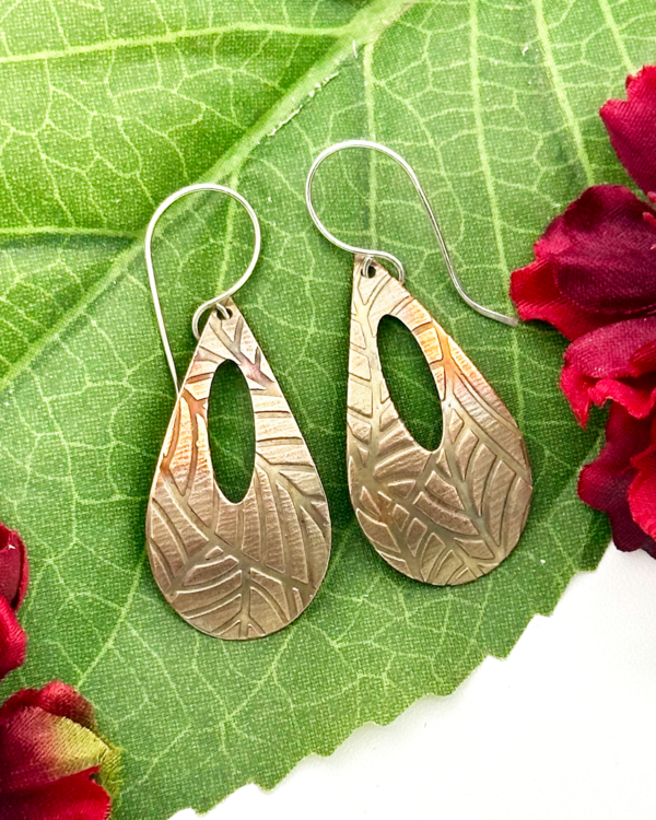 Bronze Leaf Teardrop Earrings
