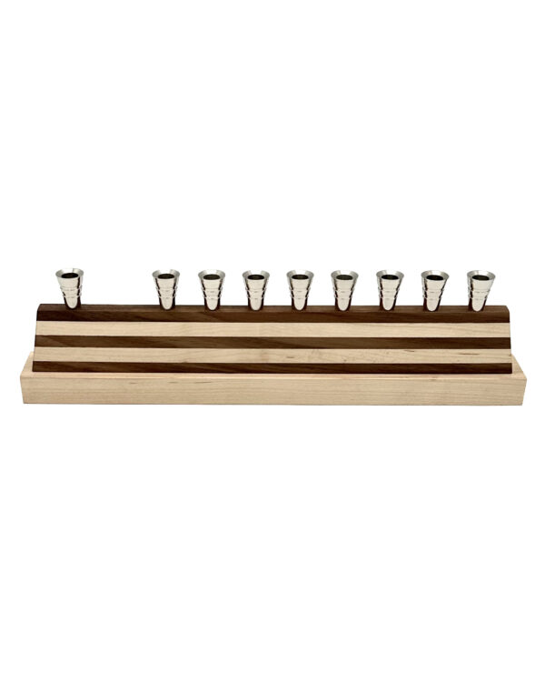 The Linea Menorah walnut and maple