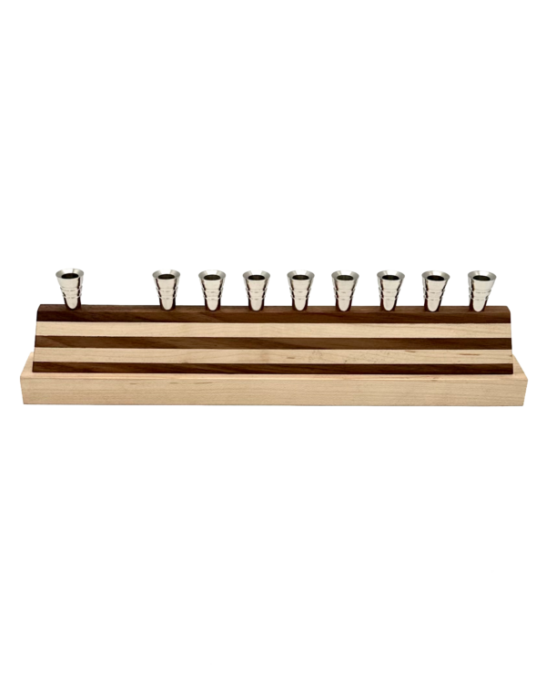 The Linea Menorah walnut and maple