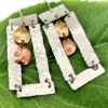 Mixed Metal Frame Drop Earrings