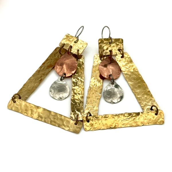 The Mixed Metal Triangle Drop Earrings