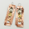 These Copper Frame Earrings with Tri Metal Drops