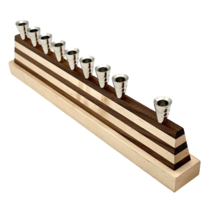The Linea Menorah walnut and maple