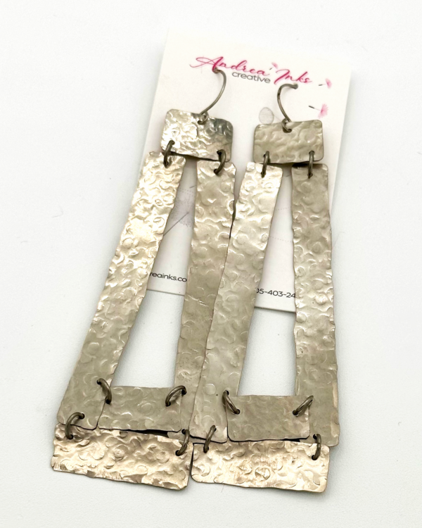 Hammered Nickel Link Cascade Earrings