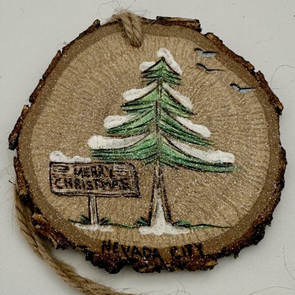 Pine Tree Ornament With Sign