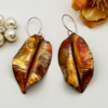 Flame Patina Copper Leaf Earrings