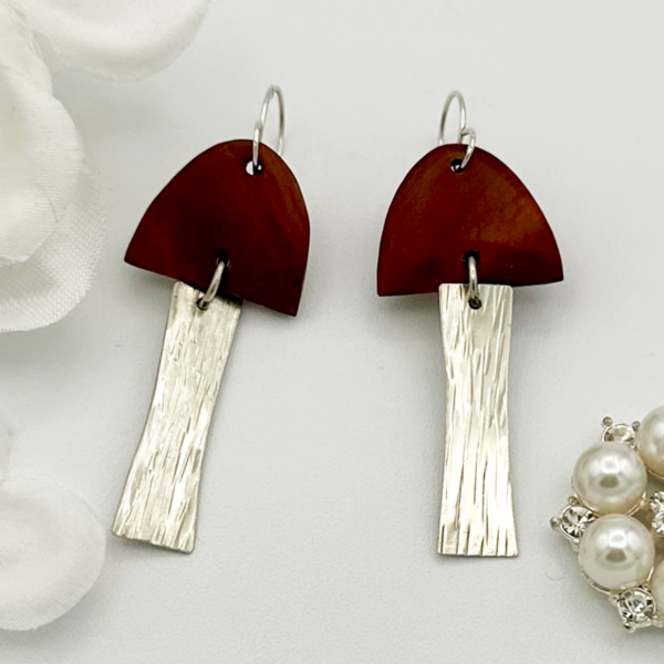 Manzanita & Nickel Mushroom Earrings