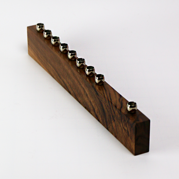 One Modern Walnut Menorah