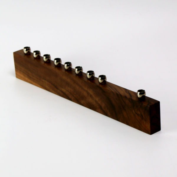 One Modern Walnut Menorah