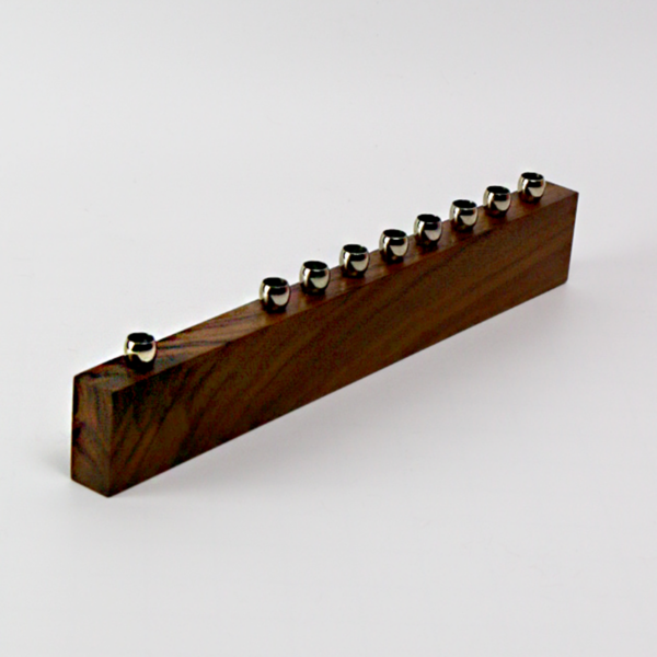 One Modern Walnut Menorah