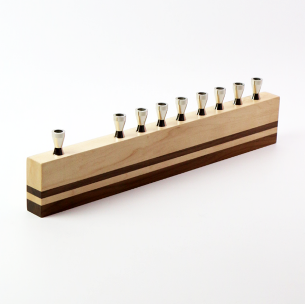 Maple Walnut Line Menorah
